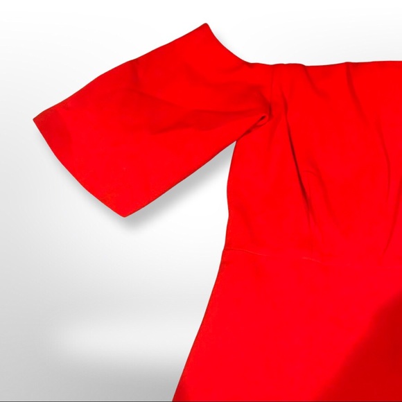 Zara Midi Red Dress with Flutter Sleeves - Picture 5 of 9